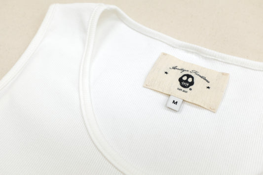Woven Label Tank Top - White