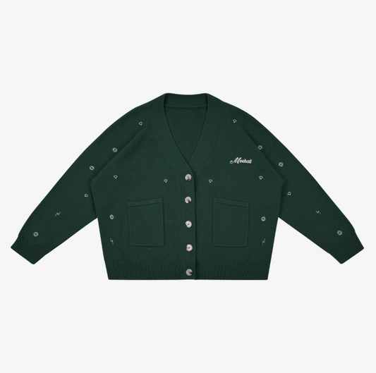 ROYAL GREEN MONOGRAM CARDIGAN
