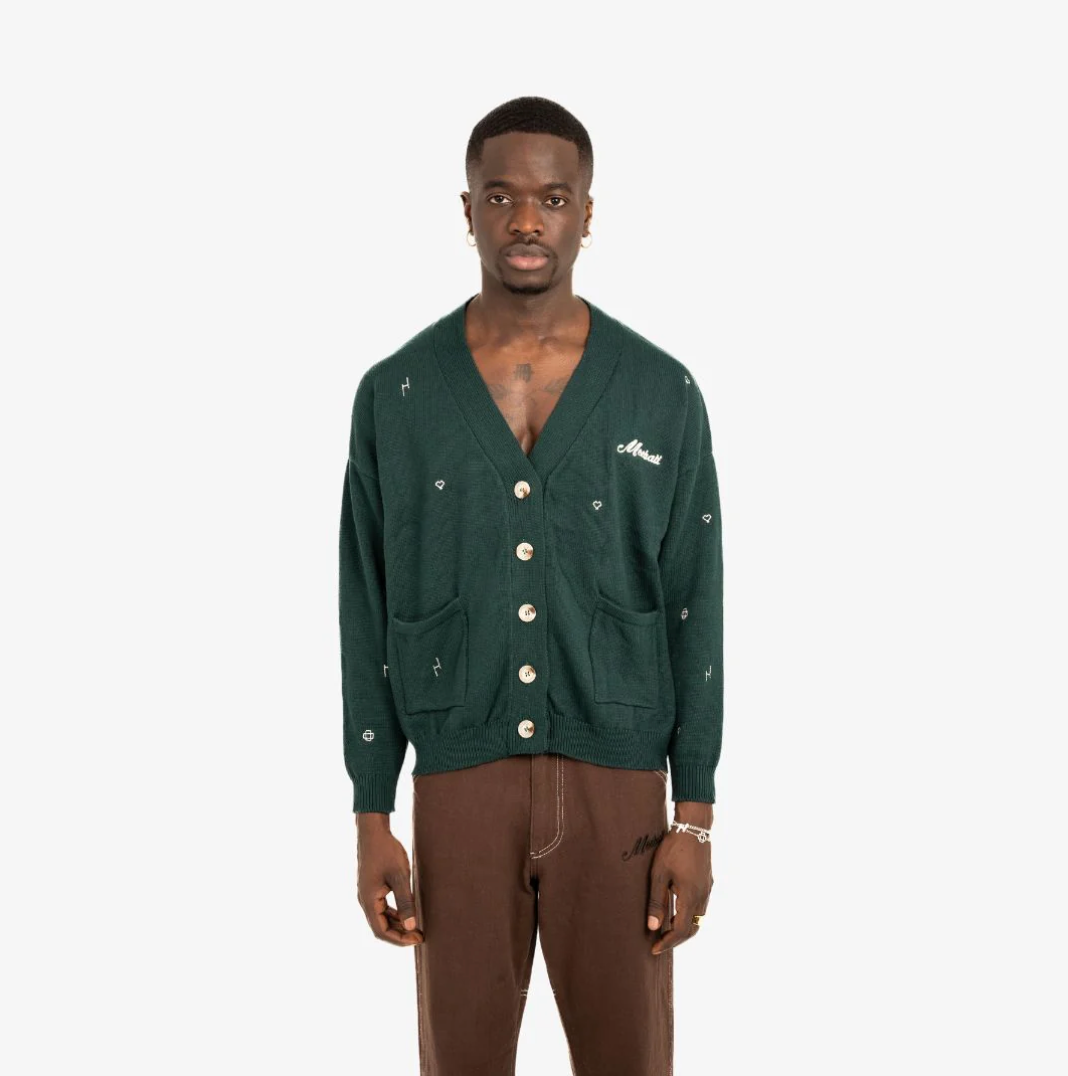 ROYAL GREEN MONOGRAM CARDIGAN