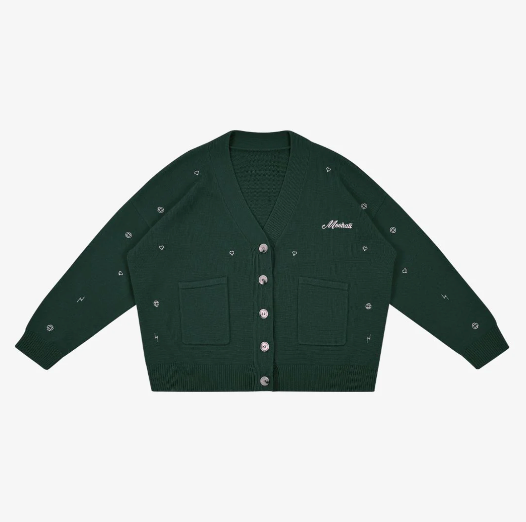 ROYAL GREEN MONOGRAM CARDIGAN