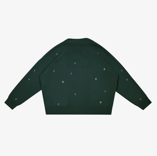 ROYAL GREEN MONOGRAM CARDIGAN