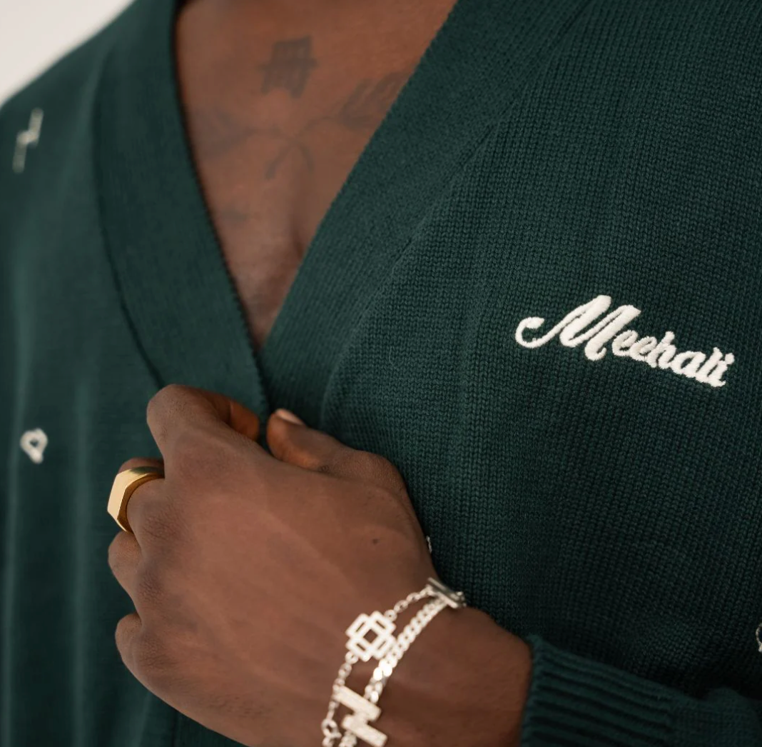 ROYAL GREEN MONOGRAM CARDIGAN